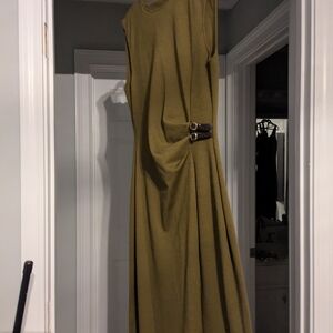 Zara Olive Midi Dress with Belt Detail